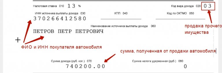 3 ндфл образец заполнения продажа гаража